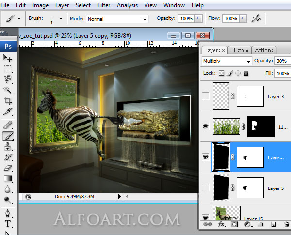 lcd plasma alive tv , midnight magic, zoo, zebra, crocodile, tv set, interior, mysterious room, horror room.
